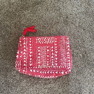 Red and White Patterned Pouch